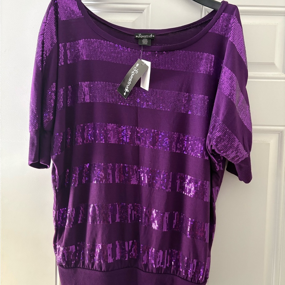 Women's Purple Sequin Top